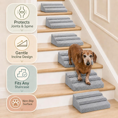 Dog Ramp for Stairs & Couch, Anti-Slip Pet Steps for Small, Large & Senior Dogs & Cats, Foldable Dog Ramp for Bed & Car, Safe Puppy Stairs with Washable Cover & Pad (2)