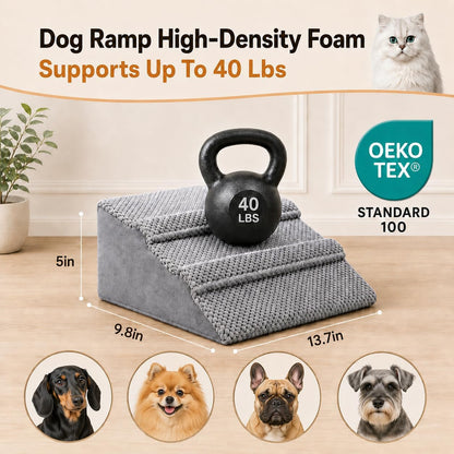 Dog Ramp for Stairs & Couch, Anti-Slip Pet Steps for Small, Large & Senior Dogs & Cats, Foldable Dog Ramp for Bed & Car, Safe Puppy Stairs with Washable Cover & Pad (2)